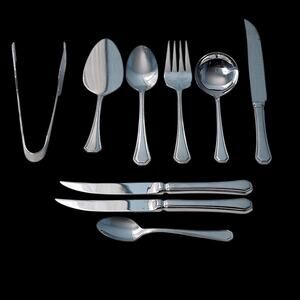 Wallace Stainless 18/10 Casino 6 Serving Pieces Plus 2 Steak Knives 1 Teaspoon